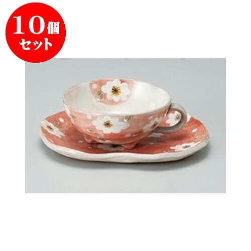 10個セット スープボール 粉引花染ティー＆スープ（赤） [18.2 x 15 x 5.5cm] 土物 | スープ碗 スープ スープマグ 汁椀 人気 おすすめ 食器 洋食器 業務用 飲食店 カフェ うつわ 器 おしゃれ かわいい ギフト プレゼント 引き出物 誕生日 贈り物 贈答品 食器セット