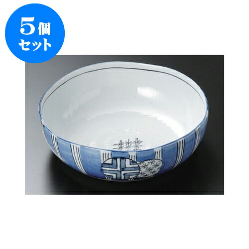 5個セット 盛鉢 大 古染十草丸紋8.0