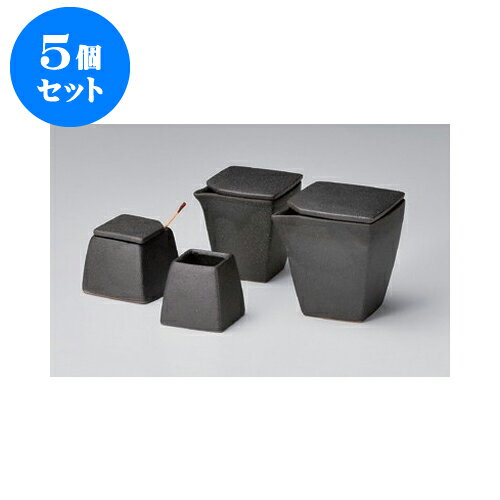 5個セット カスター 黒備前風角汁次（大） [7 x 7 x 8cm 180cc] | 人気 おすすめ 食器 業務用 飲食店 カフェ うつわ 器 おしゃれ かわいい ギフト プレゼント 引き出物 誕生日 贈り物 贈答品 食器セット