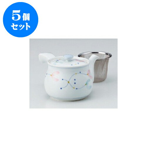 5個セット 急須 有田焼スイトピー4号急須（アミ付） [18 x 11.5 x 10.5cm 600cc] | ポット 急須 きゅうす 土瓶 お茶 一服 まったり 人気 おすすめ 食器 業務用 飲食店 カフェ うつわ 器 おしゃれ かわいい ギフト プレゼント 引き出物 誕生日 贈り物 贈答品 食器セット