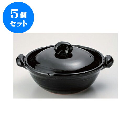 5個セット 萬古焼土鍋 黒釉手造鍋9号 [34 x 27.5 x 17cm 身10cm] 直火 | 土鍋 3人用 4人用 大人数 鍋パ インスタ あったかい ほかほか 人気 おすすめ 食器 業務用 飲食店 カフェ うつわ 器 おしゃれ かわいい ギフト プレゼント 引き出物 誕生日 贈り物 贈答品 食器セット