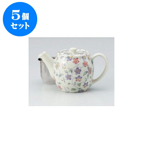 5個セット ポット 三色スミレポット（カゴアミ付） [9.5 x 10cm 400cc] | ポット コーヒー 紅茶 お茶 急須 ティー 人気 おすすめ 食器 洋食器 業務用 飲食店 カフェ うつわ 器 おしゃれ かわいい ギフト プレゼント 贈り物 贈答品 自宅 イベント パーティー 食器セット