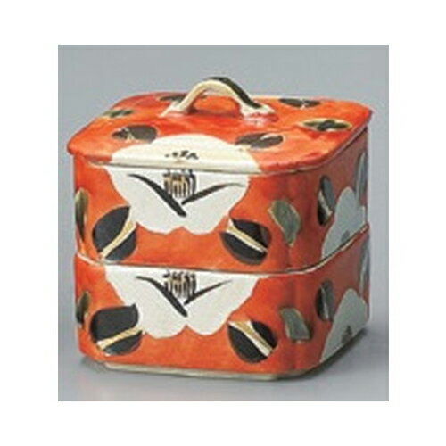 卓上小物 赤濃山茶花二段重（小） [10.5 x 10.5 x 11.5cm] | 漆器 松花堂 弁当 正月 元旦 お節 おすすめ 人気 食器 業務用 飲食店 カフェ うつわ 器 おしゃれ かわいい お洒落 ギフト プレゼント 引き出物 内祝い 結婚祝い 誕生日 贈り物 贈答品