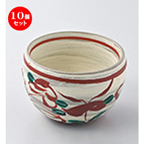 10個セット ☆ 小鉢 ☆ 粉引赤絵花鳥小鉢 ［ 9.5 x 6.5cm ］ | 小鉢 小 小さい 鉢 ボウル 万能 人気 おすすめ 食器 業務用 飲食店 カフェ うつわ 器 おしゃれ かわいい ギフト プレゼント内祝い 結婚祝い 誕生日 贈り物 贈答品 食器セット