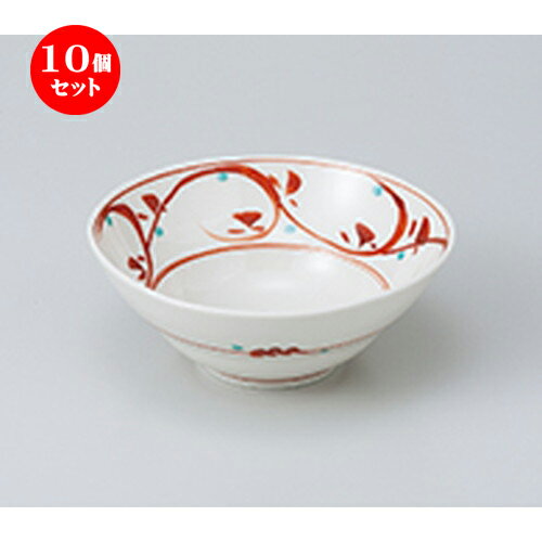 10個セット ☆ 中鉢 ☆ 赤絵唐草鉢 ［ 14 x 5.5cm ］ | 中鉢 盛鉢 取り鉢 ボウル 中 おすすめ 人気 食器 業務用 飲食店 カフェ うつわ 器 おしゃれ かわいい お洒落 ギフト プレゼント 引き出物 内祝い 結婚祝い 誕生日 贈り物 贈答品 食器セット