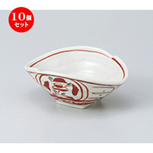 10個セット ☆ 中鉢 ☆ 粉引赤絵間取り変形小鉢 ［ 14.8 x 11.4 x 6.5cm ］ | 中鉢 盛鉢 取り鉢 ボウル 中 おすすめ 人気 食器 業務用 飲食店 カフェ うつわ 器 おしゃれ かわいい お洒落 ギフト プレゼント 引き出物 内祝い 結婚祝い 誕生日 贈り物 贈答品 食器セット