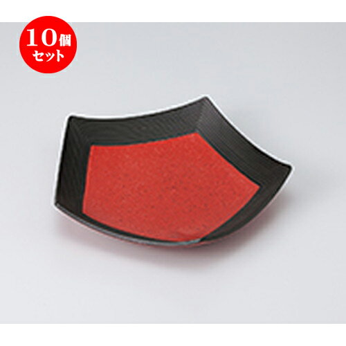 10個セット ☆ 前菜皿 ☆渕黒レッド五角大皿 [ 24 x 23.5 x 4.5cm ] | 付出 前菜 アラカルト 人気 おすすめ 食器 業務用 飲食店 カフェ うつわ 器 おしゃれ かわいい ギフト プレゼント 引き出物 誕生日 贈り物 贈答品 食器セット