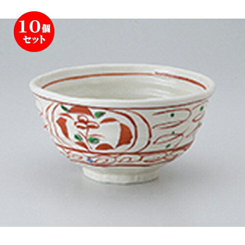 10個セット ☆ 丼 ☆ 赤絵唐草変型中丼 [ 14.3 x 8.7cm ］ | 丼ぶり カフェ丼 鉢 ラーメン そば うどん ボウル 食器 業務用 飲食店 カフェ うつわ 器 おしゃれ かわいい ギフト プレゼント 誕生日 贈り物 贈答品 食器セット