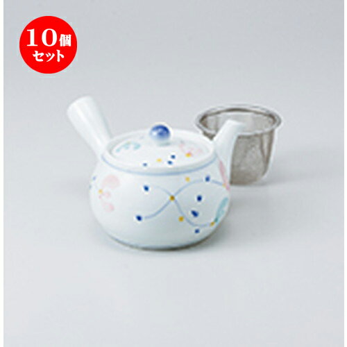 10個セット 急須 / スイトピー急須（中）（Uアミ付）11 x 9cm 400cc ] | ポット 急須 きゅうす 土瓶 お茶 一服 まったり 人気 おすすめ 食器 業務用 飲食店 カフェ うつわ 器 おしゃれ かわいい ギフト プレゼント 引き出物 誕生日 贈り物 贈答品 食器セット