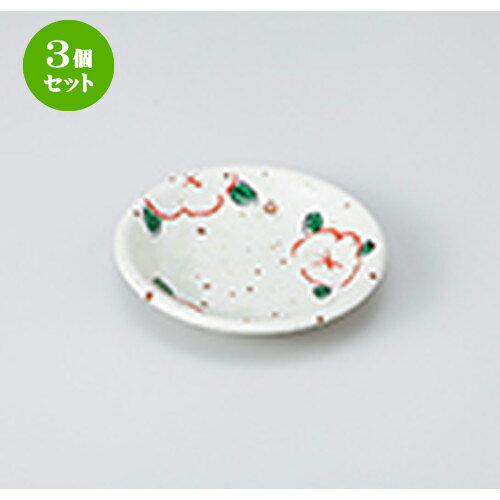 3個セット☆ 小皿 ☆ 白イラボ赤絵花 3.0玉渕皿 [ 9.5 x 2.3cm ］ | 小皿 取り皿 人気 おすすめ 食器 業務用 飲食店 小さいお皿 カフェ うつわ 器 おしゃれ かわいい ギフト プレゼント 引き出物 誕生日 SNS 便利 内祝い 開店祝 普段使い 引っ越し祝い 食器セット