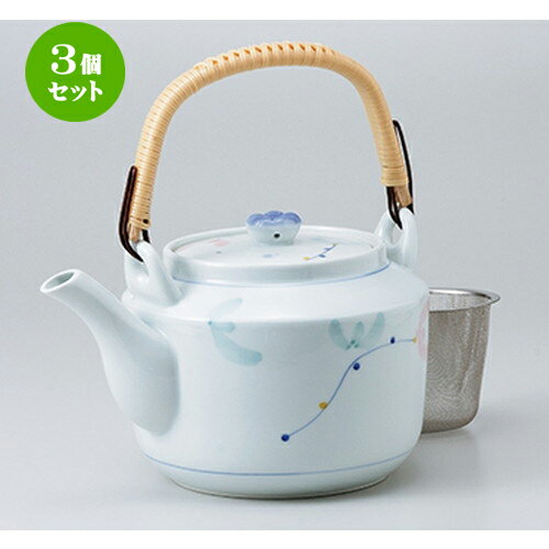 3個セット 土瓶 / スイトピー6号土瓶（Uアミ付） [ 14.5 x 12cm 1050cc ] | ポット 急須 土瓶 お茶 大きい 一服 まったり 人気 おすすめ 食器 業務用 飲食店 カフェ うつわ 器 おしゃれ かわいい ギフト プレゼント 引き出物 誕生日 贈り物 贈答品 食器セット