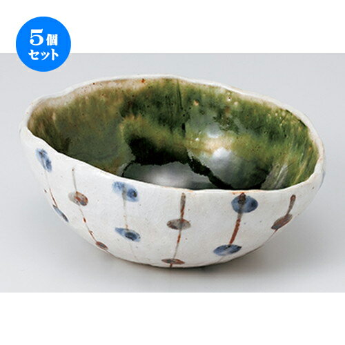 5個セット☆ 中鉢特選 ☆ 織部すだれ 玉子鉢 ［ 16.5 x 14.5 x 6.8cm ］ | 中鉢 盛鉢 取り鉢 ボウル 中 おすすめ 人気 食器 業務用 飲食店 カフェ うつわ 器 おしゃれ かわいい お洒落 ギフト プレゼント 引き出物 内祝い 結婚祝い 誕生日 贈り物 贈答品 食器セット