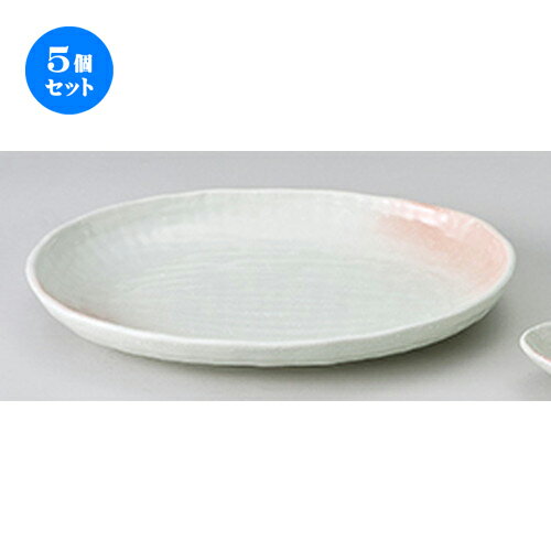 5個セット☆ 和陶オープン ☆ 桜吹 楕円大皿 [ 37 x 29 x 4.8cm ] | オーバルプレート 楕円皿 人気 おすすめ パスタ皿 フルーツ皿 食器 業務用 飲食店 カフェ うつわ 器 おしゃれ かわいい ギフト プレゼント 誕生日 贈り物 贈答品 食器セット