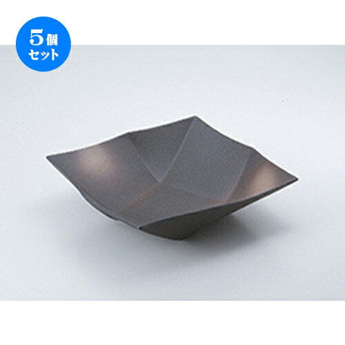 5個セット☆ 盛込鉢 ☆ 備前風折目角鉢（大） [ 24.2 x 24.2 x 7cm ］ | 盛り鉢 盛鉢 万能 取り鉢 おすすめ 食器 業務用 飲食店 カフェ うつわ 器 おしゃれ かわいい お洒落 可愛い おしゃれ かわいい お洒落 可愛い 食器セット