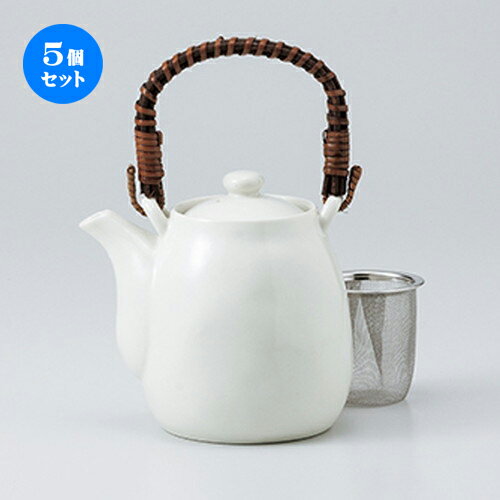 5個セット 土瓶 / セミマット 土瓶（カゴアミ付） [ 9 x 12cm 400cc ] | ポット 急須 土瓶 お茶 大きい..