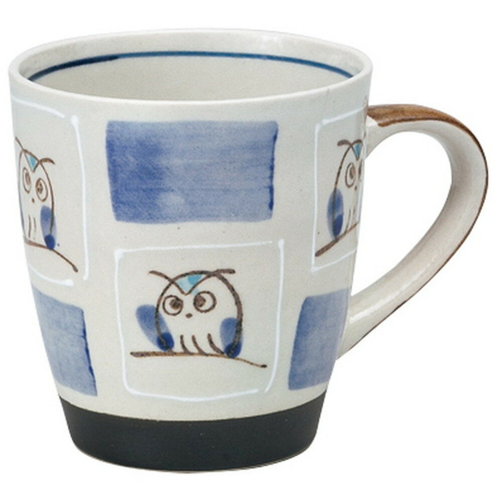 柚子市松ふくろう マグ(青) [ 8.5 x 9cm 300cc ] マグカップ | マグ マグカップ コーヒー 紅茶 ティー ..