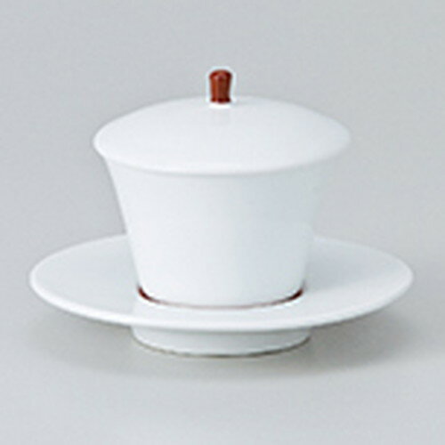蓋物 赤巻小蓋物（受皿付） ［ 蓋付皿付高さ8.8cm ・ 90cc ］［ カップ 7.6×4.7　皿 12×2 cm ］ | 煮物 料亭 旅館 割烹 碗 人気 おすすめ 食器 業務用 飲食店 カフェ うつわ 器 おしゃれ かわいい ギフト プレゼント 引き出物 誕生日 贈り物 贈答品