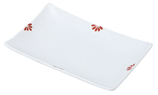 小花（赤）焼物皿 [20×13×2.5cm] | 器 食器 和食器 和皿 和食 飲食店 レストラン ホテル カフェ 和カフェ 喫茶店 居酒屋 通販 料亭 業務用 家庭用 贈答 プレゼント ギフト 雑貨店 おしゃれ かわいい お祝い 開店 定食 セット 魚 魚皿 焼き魚