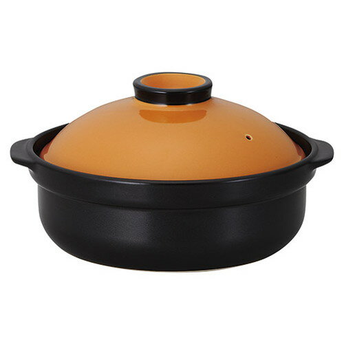 10個セット ☆ 土鍋 ☆ 宴 オレンジ/ブラック 8号鍋 IH対応 [ L 28.7 x S 25.7 x H 15cm ] 【 飲食店 料亭 旅館 割烹 居酒屋 和食器 業務用 冬 宴会 鍋パーティー 日本食 黒 ブラック 創作料理 渋い おしゃれ 】