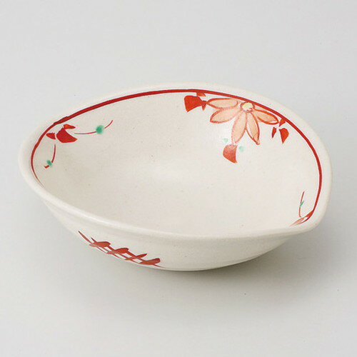 ☆ 向付 ☆ 赤絵花つなぎ すげ傘向付 [ 17.3 x 15 x 5.3cm 330g ] | 和食器 鉢 小鉢 ボウル 浅鉢 料亭 ホ..