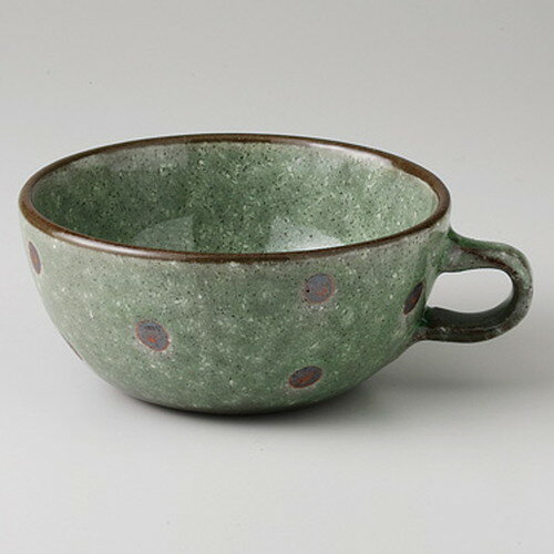 ☆ スープカップ ☆ サビ水玉グリン カフェスープ（窯変） [ 11.5 x 13.4 x 5.3cm 320cc 200g ] | スープ..