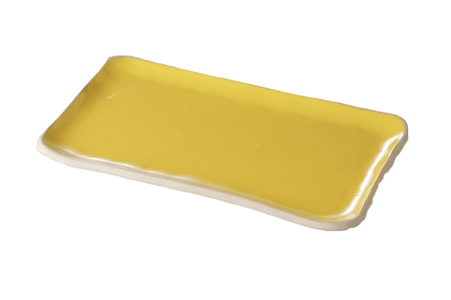 イエロー 25cm長角皿[25.5x15.5x1.7cm] |和食器　おしゃれ　　長皿　角皿　黄色　イエロー