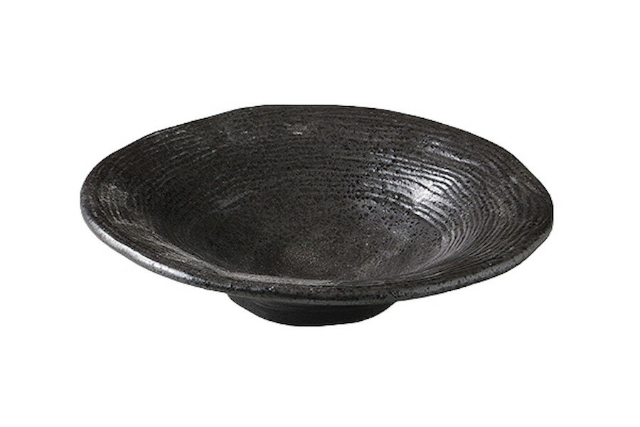 黒錆（抗菌釉） ストライプ5.0鉢[17x4.2cm] |和食器　鉢　シンプル　おしゃれ　黒　ブラック