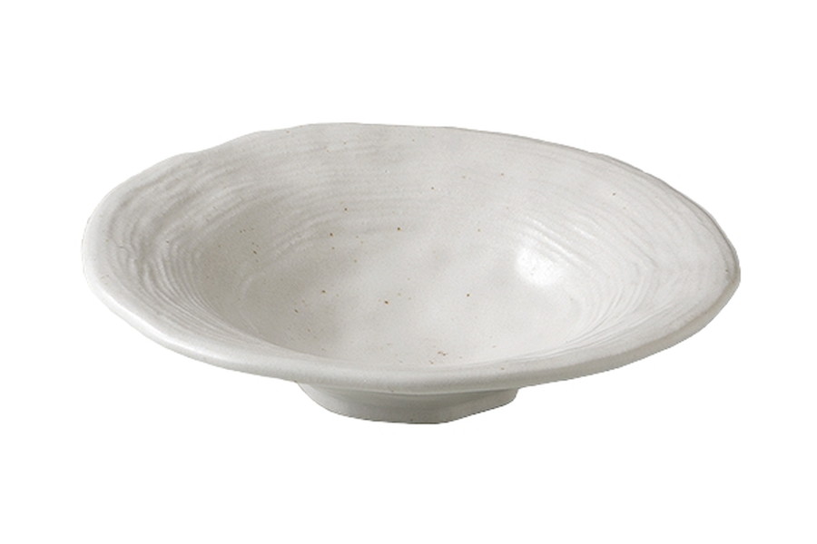 白灰（抗菌釉） ストライプ5.0鉢[17x4.2cm] |和食器　鉢　シンプル　おしゃれ　白　ホワイト