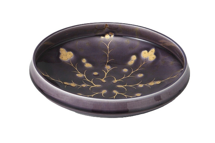 紫金彩 どら鉢[21.8x5.7cm] |和食器　パープル　多用途　重厚感　おすすめ