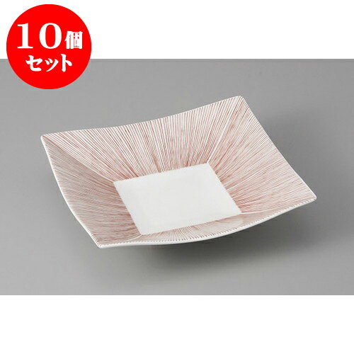 10個セット 向付 千本赤十草正角6.0深皿 [18.5 x 18.5 x 5cm] | 和食器 鉢 小鉢 ボウル 浅鉢 料亭 ホテル 食器 業務用 飲食店 カフェ うつわ 器 おしゃれ かわいい ギフト プレゼント 内祝い 誕生日 贈り物 贈答品 おすすめ 食器セット