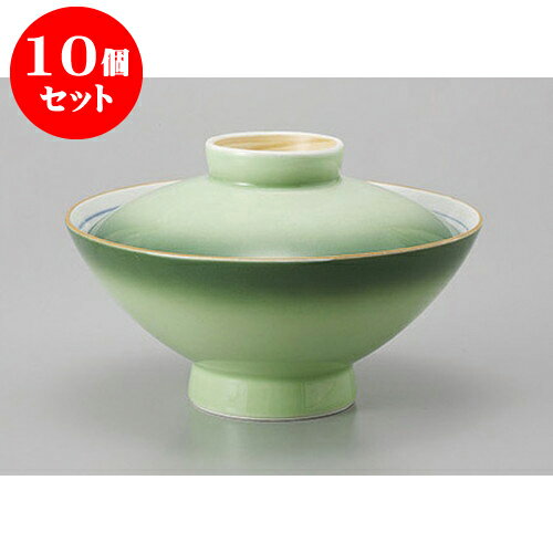 10個セット ミニ丼 緑彩蓋付大茶 [14.6 x 9.4cm] 強化 | お好み丼 丼ぶり カフェ丼 鉢 ラーメン そば うどん ボウル 食器 業務用 飲食店 カフェ うつわ 器 おしゃれ かわいい ギフト プレゼント 誕生日 贈り物 贈答品 食器セット