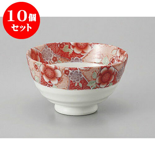 10個セット 中平 紅染白中平茶碗 [10.7 x 6cm] | ちゃわん お茶碗 飯碗 ご飯茶碗 白米 人気 おすすめ 食器 業務用 飲食店 カフェ うつわ 器 おしゃれ かわいい ギフト プレゼント 引き出物 誕生日 贈り物 贈答品 食器セット