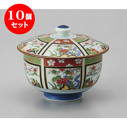 10個セット 有田焼錦間取山水蓋付汲出 [10 x 8.5cm] | 湯呑 湯のみ せん茶 千茶 一服 人気 おすすめ 食器 業務用 飲食店 カフェ うつわ 器 おしゃれ かわいい ギフト プレゼント 引き出物 誕生日 贈り物 贈答品 食器セット