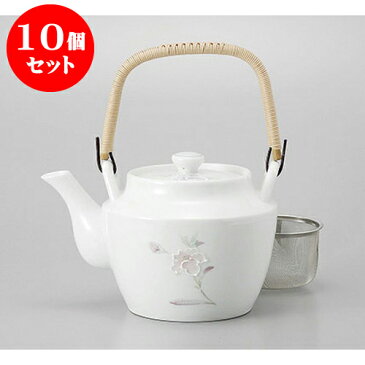 10個セット 土瓶 白磁山茶花角5.0　Mと篭網付 [900cc] | ポット 急須 土瓶 お茶 大きい 一服 まったり 人気 おすすめ 食器 業務用 飲食店 カフェ うつわ 器 おしゃれ かわいい ギフト プレゼント 引き出物 誕生日 贈り物 贈答品