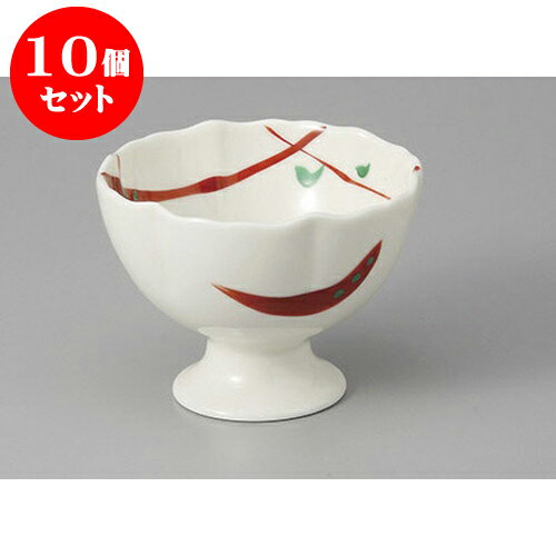 10個セット小付 アイボリー赤絵高台小付 [8.5 x 6.5cm] 強化 | 和食器 鉢 小鉢 ボウル 料亭 ホテル 食器 業務用 飲食店 カフェ うつわ 器 おしゃれ かわいい ギフト プレゼント 内祝い 誕生日 贈り物 贈答品 おすすめ 食器セット