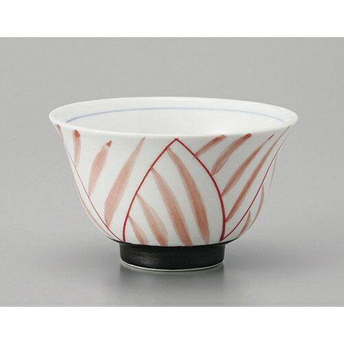 千茶 格子ライン(赤)反千茶 [9.2 x 5.5cm] | 湯呑 湯のみ せん茶 千茶 一服 人気 おすすめ 食器 業務用 飲食店 カフェ うつわ 器 おし..