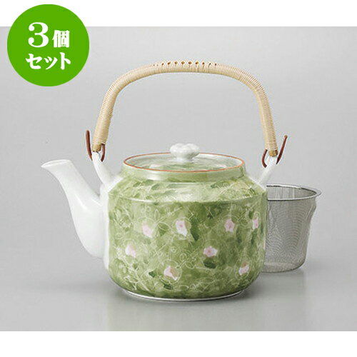 3個セット 土瓶 グリーン梅万能茶こし付8号土瓶 [15.5 x 13.8cm 1600cc] | ポット 急須 土瓶 お茶 大きい 一服 まったり 人気 おすすめ 食器 業務用 飲食店 カフェ うつわ 器 おしゃれ かわいい ギフト プレゼント 引き出物 誕生日 贈り物 贈答品 食器セット