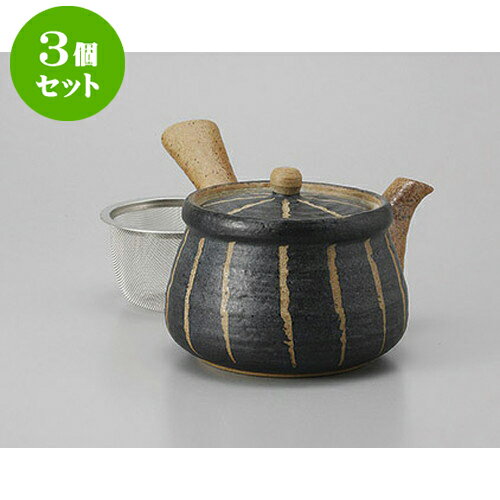 3個セット 急須 彫十草(黒)急須小(Uカゴ付) [350cc] | ポット 急須 きゅうす 土瓶 お茶 一服 まったり ..