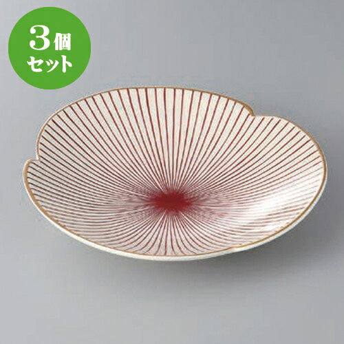 3個セット ☆ 向付 ☆千本赤十草三つ割平鉢 [ 20 x 19.5 x 3.5cm ] | 和食器 鉢 小鉢 ボウル 浅鉢 料亭 ホテル 食器 業務用 飲食店 カフェ うつわ 器 おしゃれ かわいい ギフト プレゼント 内祝い 誕生日 贈り物 贈答品 おすすめ 食器セット