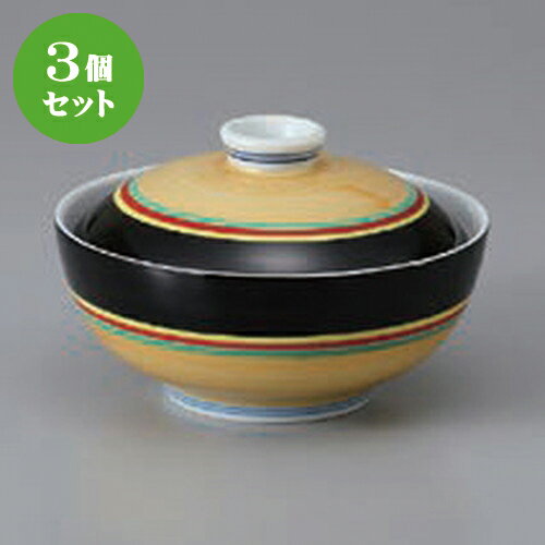 3個セット☆ 円菓子碗 ☆黒帯金彩駒筋煮物椀 [ 11.3 x 7.5cm ] | 煮物 料亭 旅館 割烹 碗 人気 おすすめ ..