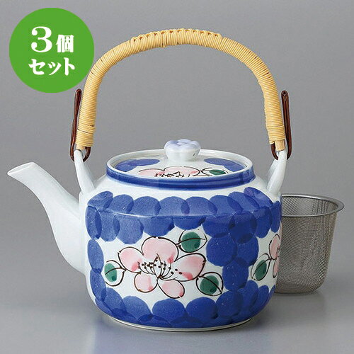 3個セット 有田土瓶 /新山茶花6号土瓶(Uアミ付) [ 19 x 14 x 12cm 1000cc ] | ポット 急須 土瓶 お茶 大きい 一服 まったり 人気 おすすめ 食器 業務用 飲食店 カフェ うつわ 器 おしゃれ かわいい ギフト プレゼント 引き出物 誕生日 贈り物 贈答品 食器セット