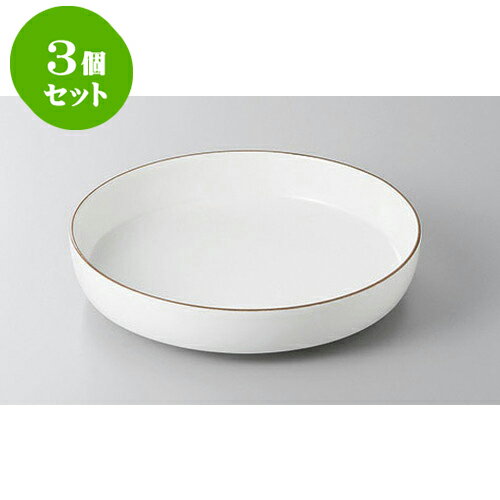 3個セット 大鉢・盛鉢 白マット茶渕