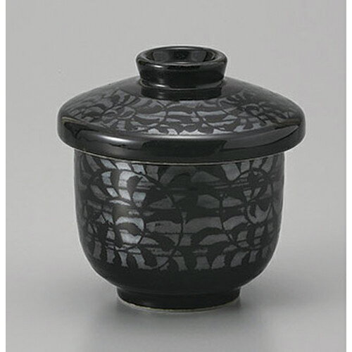 むし碗 小むし黒釉唐草模様 [6.9 x 8.2cm] | 茶碗蒸し ちゃわんむし 蒸し器 寿司屋 碗 むし碗 食器 業..