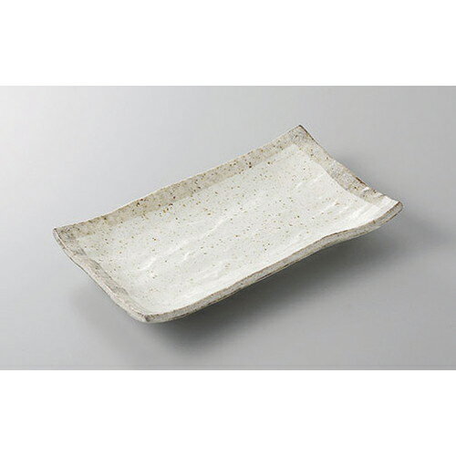焼物皿 志野粉引石目焼物皿 [22.5 x 13.5 x 3.5cm] | 焼き物皿 ステーキ皿 サンマ 焼き魚 食器 業務用 飲食店 カフェ うつわ 器 おしゃ..