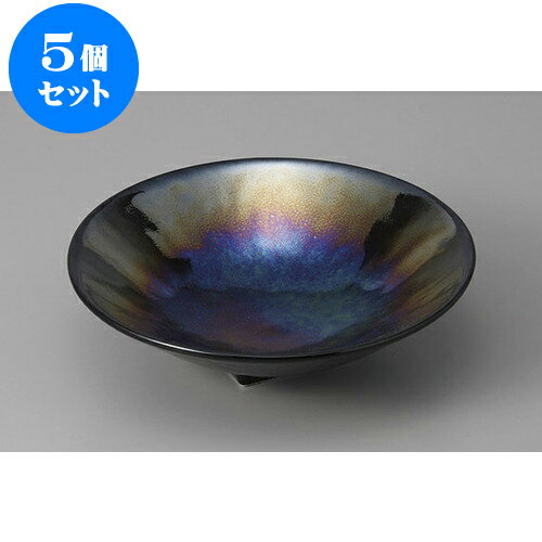 5個セット 向付 ブループラチナとちり丸皿(小) [17.5 x 4.7cm] | 和食器 鉢 小鉢 ボウル 浅鉢 料亭 ホテル 食器 業務用 飲食店 カフェ うつわ 器 おしゃれ かわいい ギフト プレゼント 内祝い 誕生日 贈り物 贈答品 おすすめ 食器セット