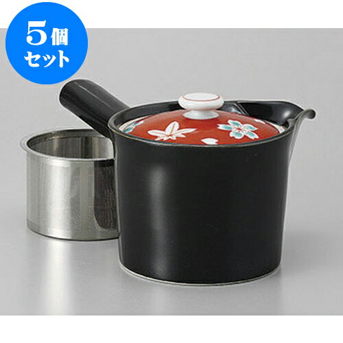 5個セット 有田焼急須 有田焼赤濃春秋黒SS急須 [10 x 9.5cm 375cc] | ポット 急須 きゅうす 土瓶 お茶 一服 まったり 人気 おすすめ 食器 業務用 飲食店 カフェ うつわ 器 おしゃれ かわいい ギフト プレゼント 引き出物 誕生日 贈り物 贈答品 食器セット