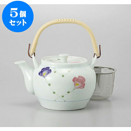 5個セット 有田焼土瓶 有田焼りぼんU付8号土瓶 [1100cc] | ポット 急須 土瓶 お茶 大きい 一服 まった..