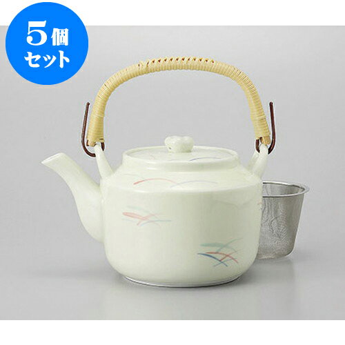 5個セット 土瓶 草花(万能茶こし付)10号土瓶 [16.5 x 14.5cm 1900cc] | ポット 急須 土瓶 お茶 大きい ..