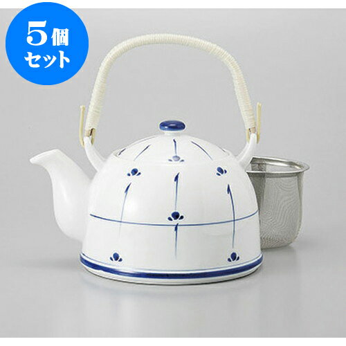 5個セット 土瓶 新芽土瓶8号茶こし付 [15.3 x 19.4 x 12.3cm 1100cc] | ポット 急須 土瓶 お茶 大きい ..