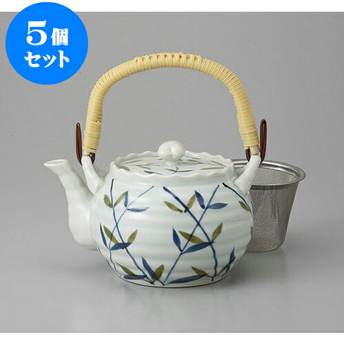 5個セット 土瓶 新つゆ草六兵4号土瓶Uアミ付 [12.3 x 10.4cm 600cc] | ポット 急須 土瓶 お茶 大きい ..